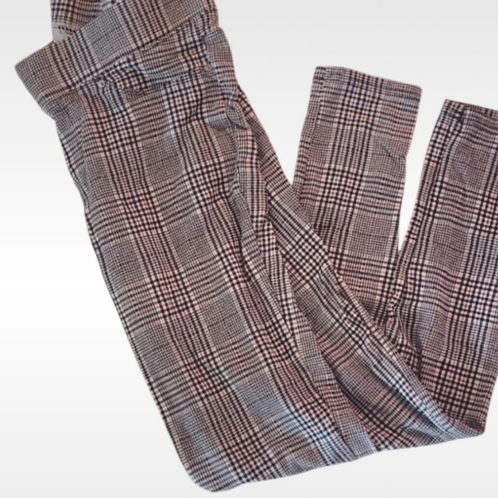 Plaid High-Waisted Pants
